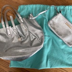 Authentic Tiffany & Co Reversible Suede Tote bag with pouch